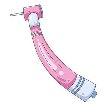 vector illustration of a pink dental drill handpiece used in stomatology
