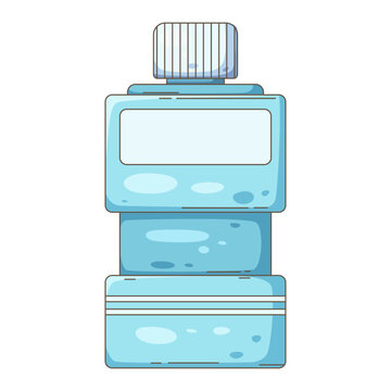 cartoon illustration of a blue antiseptic mouthwash with a white blank label, perfect for dental hygiene or bathroom supply graphics 