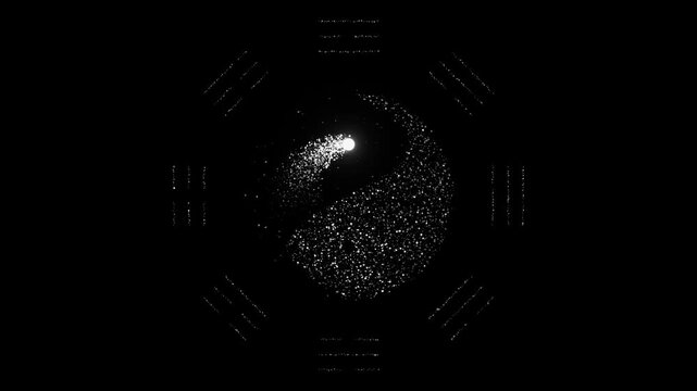 Black Bagua Tai Chi and glowing comet-like surround animation