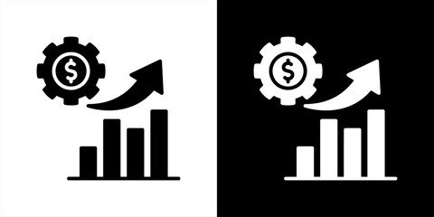 Obraz premium Business Growth Icon Set Black And White