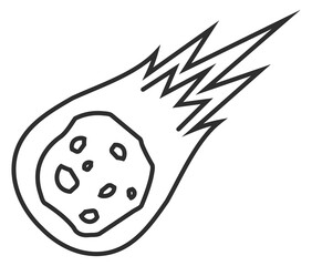 Asteroid fall line icon. Space dangerous comet or meteor © MicroOne