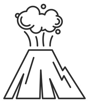 Volcano erruption line icon. Natural disaster symbol