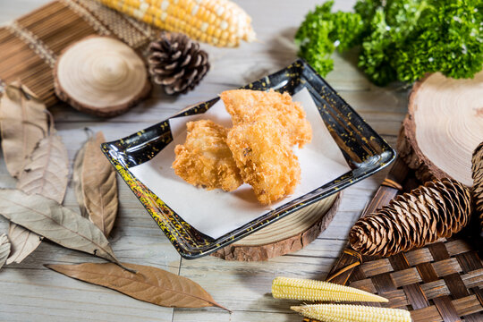 Crispy deep fried chicken nuggets tray