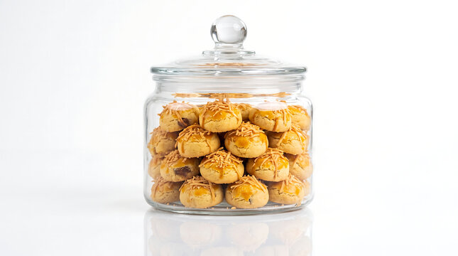 Traditional ramadan cookies in glass jar for eid celebration