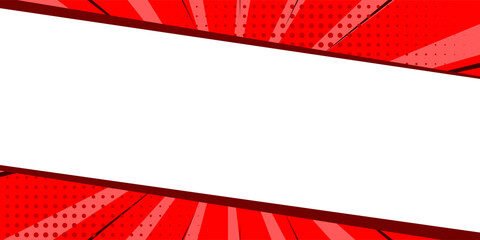 Fototapeta premium Comic cartoon thumbnail video template background on red