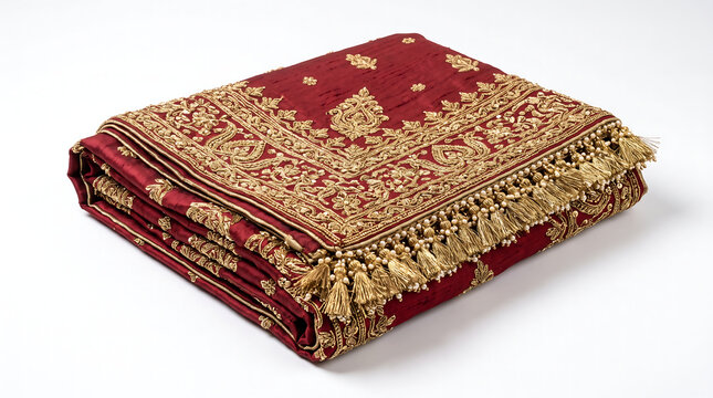 Luxurious indian bridal maroon saree with rich gold zari work
