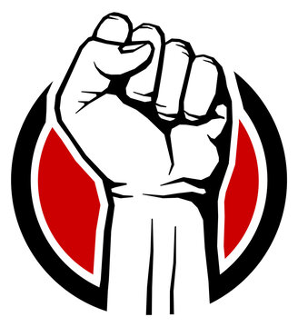 Uprising logo. Power resistance symbol. Fist punch