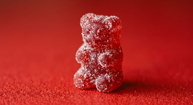 Gummy Bear Candy Coated in Sparkling Red Sugar