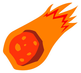 Falling meteorite color icon. Space disaster symbol © MicroOne