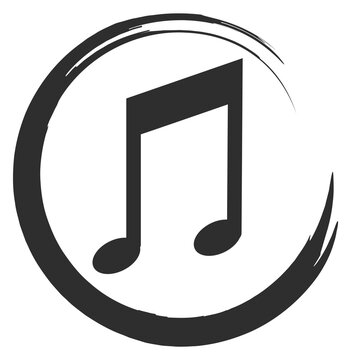 Music notes round logo. Quarter tone icon