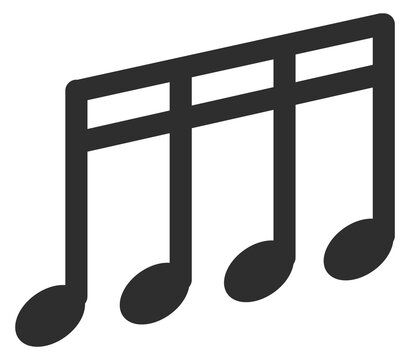 Semiquaver note icon. Black music sound symbol