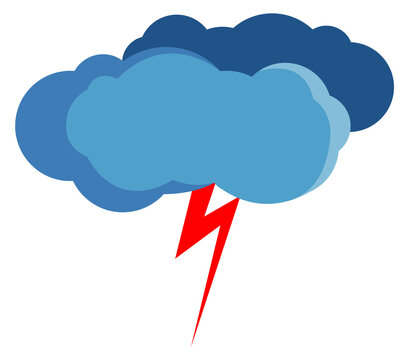 Storm weather color icon. Blue cloud with lighting