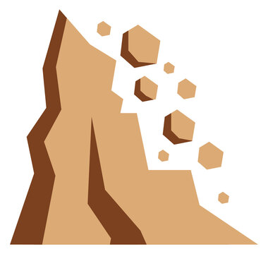 Rockfall color icon. Mountain disaster. Avalanche stones