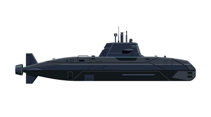 Modern military submarine vector illustration isolated on white background © Azrha