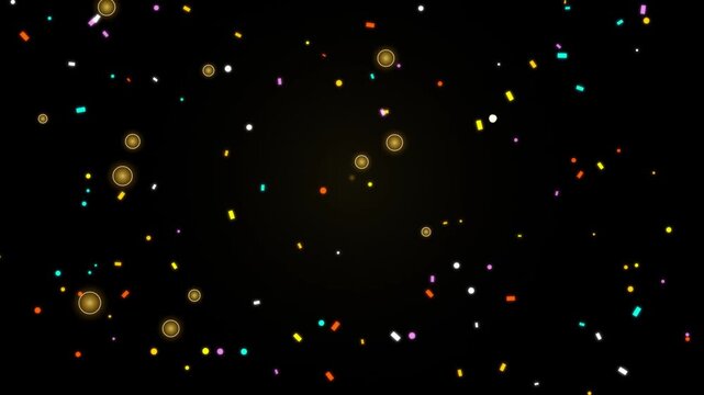 Colorful cosmic space illustration with highlighted celestial objects and clusters