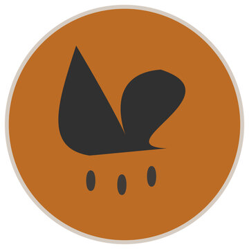 Abstract orange circle logo templete with black gemotric shapes and three dots.  Minimalist vector oxon design