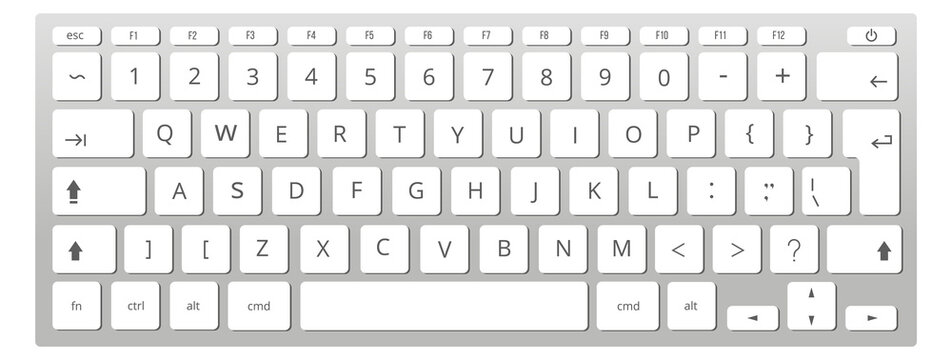 Computer keyboard layout. Device alphabet buttons mockup