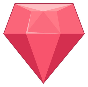 Ruby icon. Cartoon shiny gemstone. Game treasure