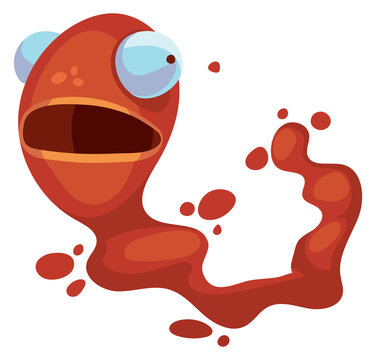 Red bacteria character. Infection microbe. Scary character