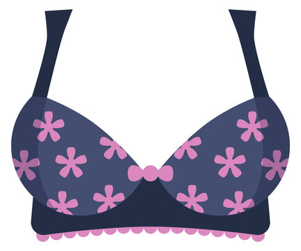 Floral pattern bra color icon. Female underwear
