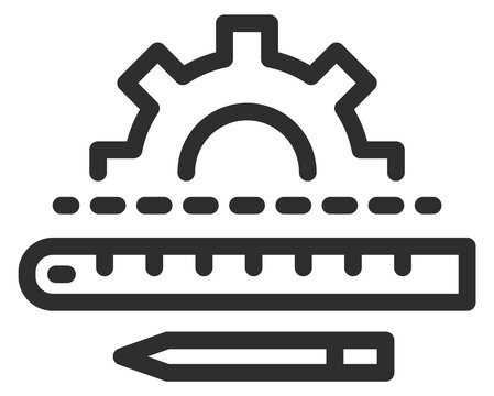 Mechanical engineering process line icon. Technical project