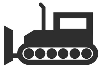Bulldozer black icon. Industrial vehicle. Construction machinery © MicroOne