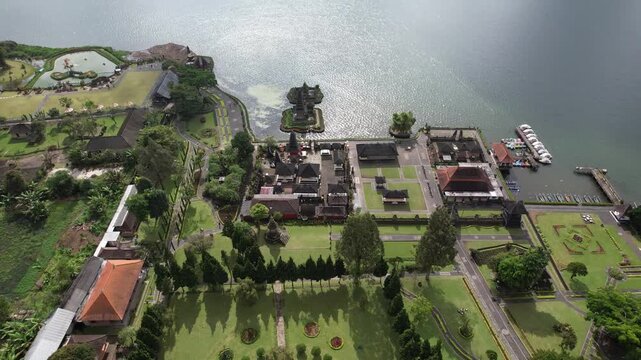 4k Aerial Drone clip of Balinese Temple in Bali Indonesia