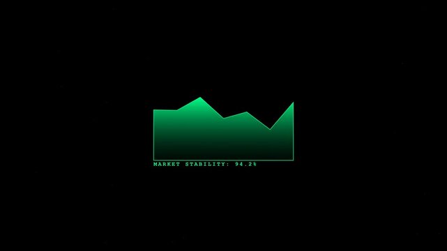 Abstract green mountain peaks graphic with futuristic digital lines