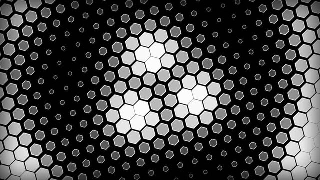 Abstract Hexagonal Grid Animation: Number sequence 1-0 forming and dissolving