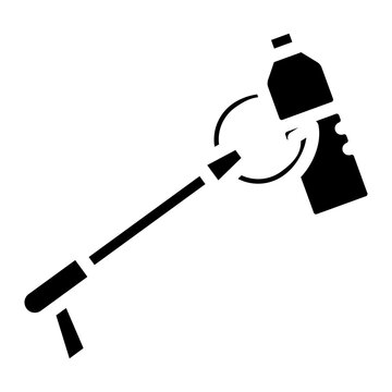 Manual litter picker tool grabbing a plastic bottle to represent active debris collection and recycling efforts on World Waste Day icon solid style