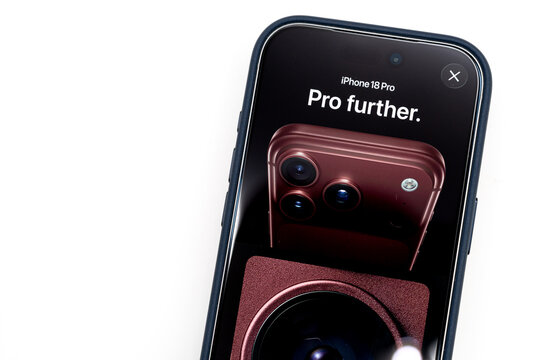 Smartphone displaying new Apple iPhone 18 Pro product launch. modern technology product release, flagship smartphone trend.