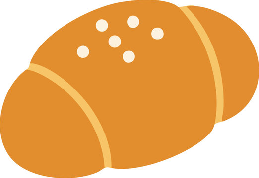Salt bread roll with salt topping flat vector illustration