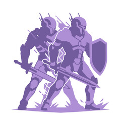 Fototapeta premium Stylized Star Wars troopers duel with lightsabers epic sci fi warrior battle art