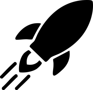 Launching rocket black silhouette vector icon