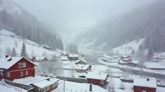 Larung gar sichuan winter village covered in heavy snow