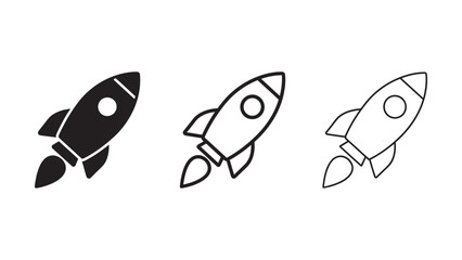 Rocket launch icon set for startups, innovation, and space exploration © MisJoshna