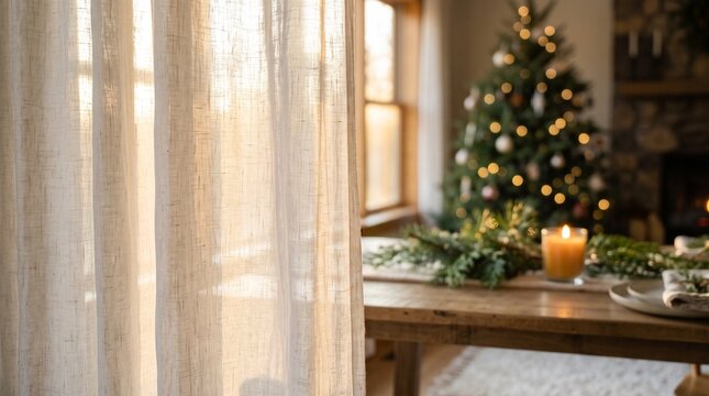 Cozy Rustic Dining Room Decorated for Christmas Holidays