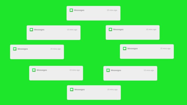 Social Media Notification Popups Animation on Chroma Key Green Screen, Speech Bubble Pop Animation on Green Screen | Empty Chat Box Overlay, New Message Notification Pop-Up Animation on Green Screen 