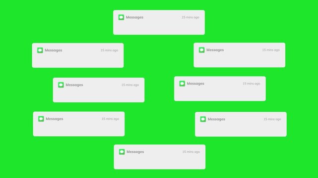 Social Media Notification Popups Animation on Chroma Key Green Screen, Speech Bubble Pop Animation on Green Screen | Empty Chat Box Overlay, New Message Notification Pop-Up Animation on Green Screen 