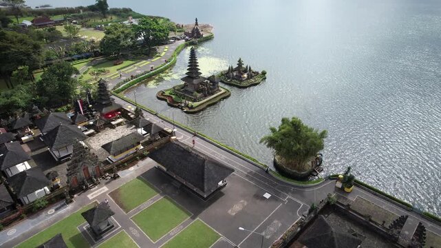 4k Aerial Drone clip of Balinese Temple in Bali Indonesia