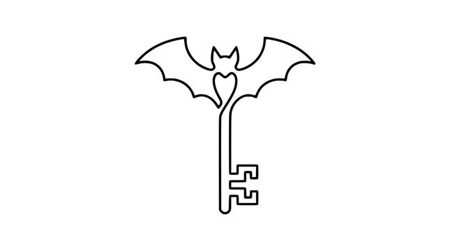 Bat wing key silhouette isolated on transparent background