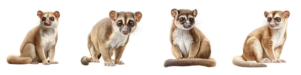 Obraz premium Cute Mouse Lemurs: Four Adorable Primate Portraits on White