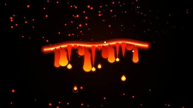 Abstract glowing red and orange liquid paint dripping with particles on a dark background 4k Motion Video
