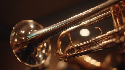 Obraz premium A Polished Brass Trombone Slide Gleaming with Reflective Metal Surface Detail