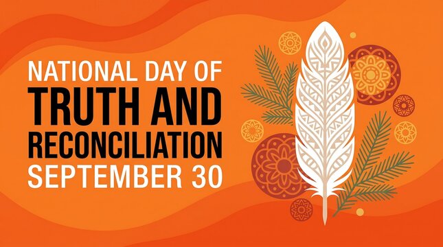 National day of truth and reconciliation poster with feather design