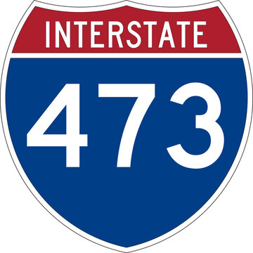 Interstate 473 I-473 Highway Road Sign Badge Isolated on Transparent Background