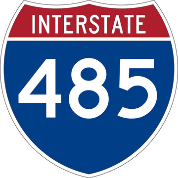 Interstate 485 I-485 Highway Road Sign Badge Isolated on Transparent Background