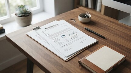 Fototapeta premium Renewal insurance recommendation memo on desk, insurance renewal and policy management concept