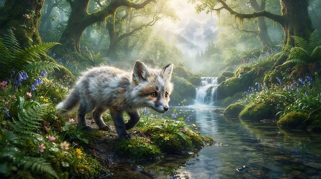 A rare little fox life in the hidden forest