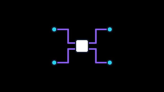 Animated Minimal Circuit Board Microchip Icon Graphic